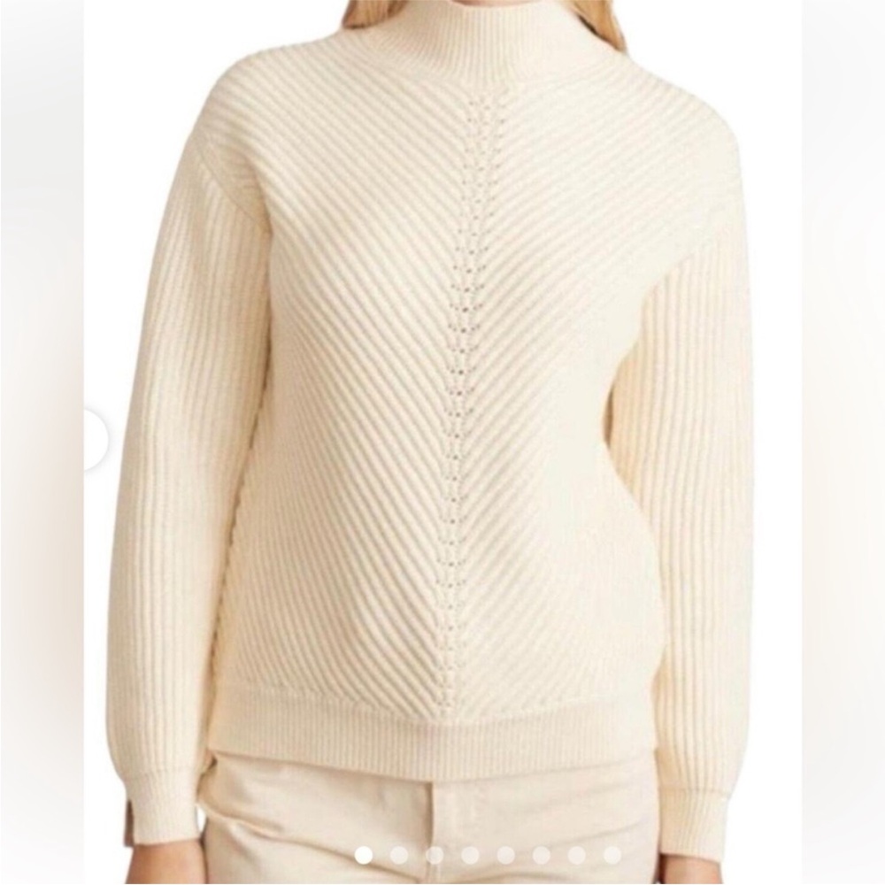 Marine Layer Womens Skylar Turtleneck Sweater Small Ivory Wool Blend